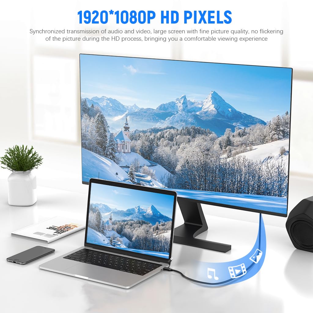 ZORBES USB C to HDMI Cable 2 in 1 USB to HDMI Cable with USB 3.0 Connector 1920x1080P@60Hz HD Video Connection Cable 5.9ft HDMI Cable Universal HDMI Adapter Cable for Laptop, Mobile Phone, iPad Pro ZORBES USB C to HDMI Cable 2 in 1 USB to HDMI Cable with USB 3.0 Connector 1920x1080P@60Hz HD Video Connection Cable 5.9ft HDMI Cable Universal HDMI Adapter Cable for Laptop, Mobile Phone, iPad Pro